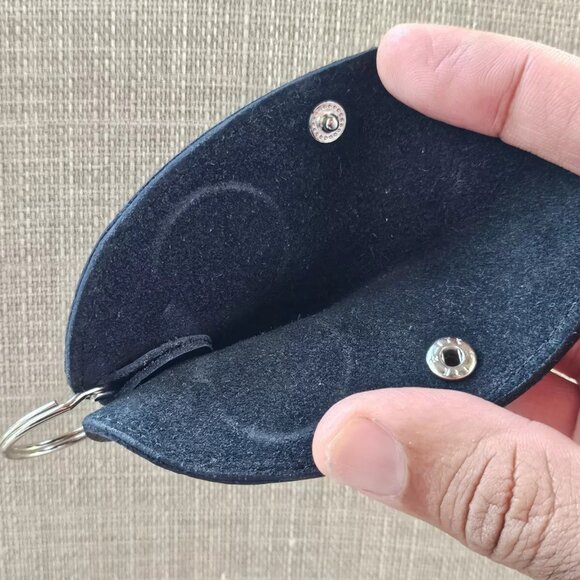 Long Wallet and Keychain Black Genuine Leather Card Holder Keys Holder Fob - Picture 8 of 11